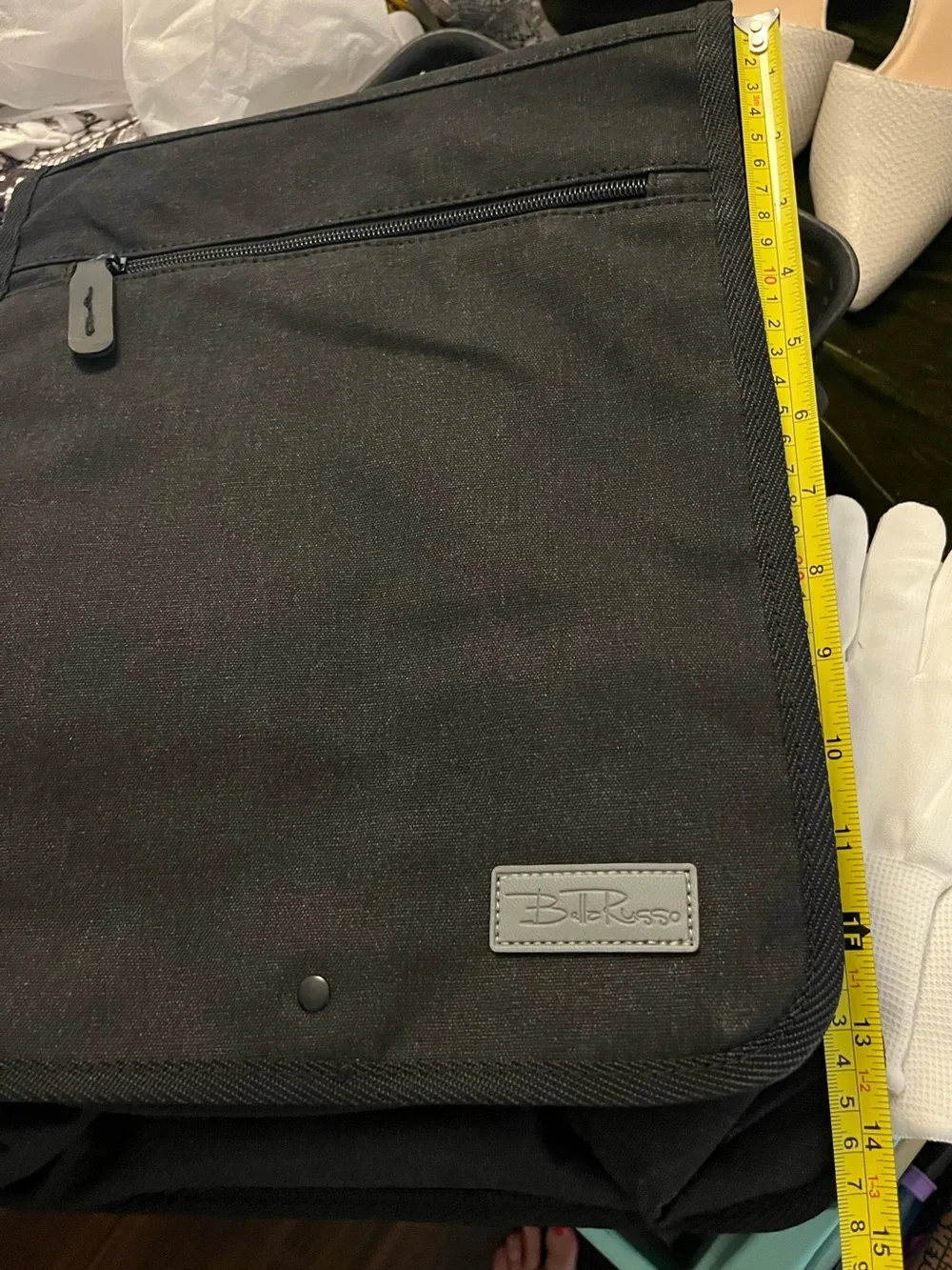 Black Men's Laptop Messenger Bag with Subtle Logo